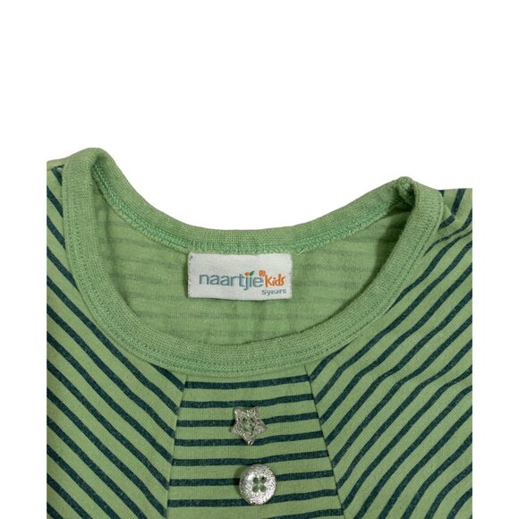 Naartjie Green Striped Longsleeve Size 5 - Picture 2 of 3